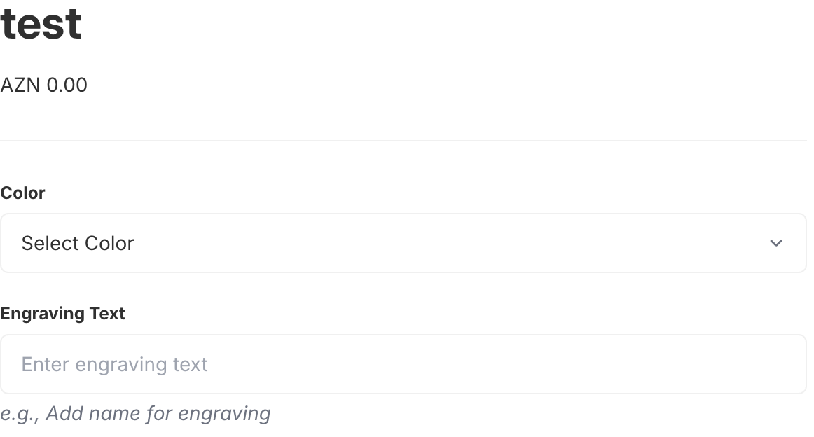 Dropdown option rendered on a Shopify product page with a select menu open